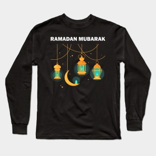 Ramadan Mubarak Ramadan Kareem Yellow Lantern Fanous Crescent Gift Long Sleeve T-Shirt